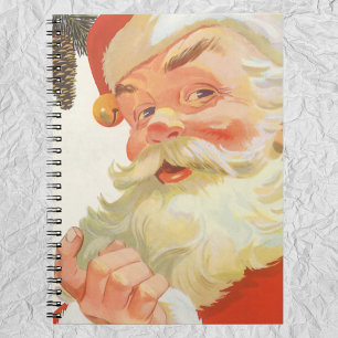 Vintage Christmas, Jolly Santa Claus with a Secret Spiral Notebook