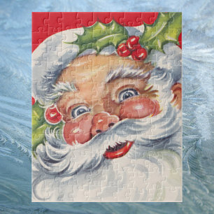 Vintage Christmas, Jolly Santa Claus with His Hat Jigsaw Puzzle