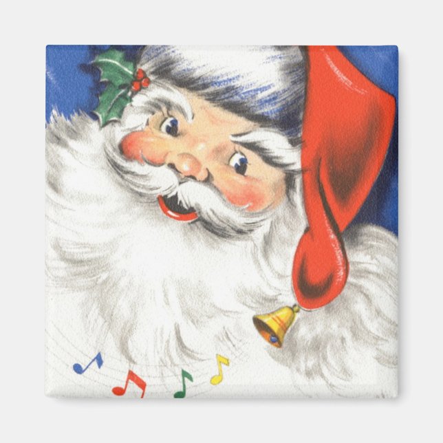 Vintage Christmas, Jolly Santa Claus with Music Magnet (Front)