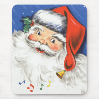 Vintage Christmas, Jolly Santa Claus with Music Mouse Pad