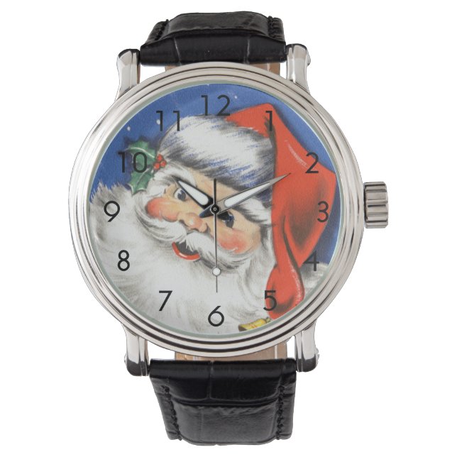 Vintage Christmas, Jolly Santa Claus with Music Watch (Front)
