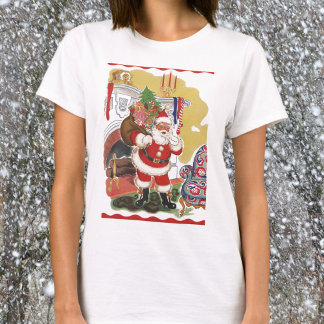 Vintage Christmas, Jolly Santa Claus with Presents T-Shirt