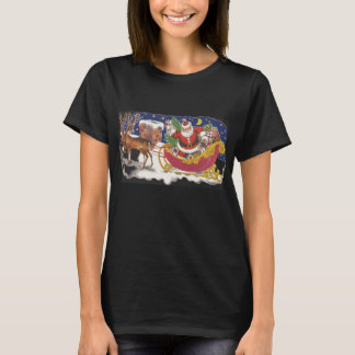 Vintage Christmas, Jolly Santa Claus with Sleigh T-Shirt