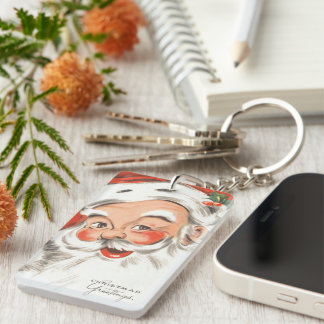 Vintage Christmas, Jolly Santa Claus with Smile Key Ring