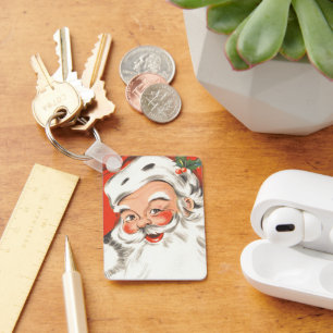 Vintage Christmas, Jolly Santa Claus with Smile Key Ring