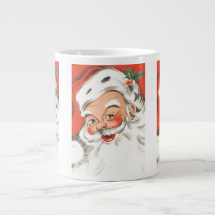 Vintage Christmas, Jolly Santa Claus with Smile Large Coffee Mug