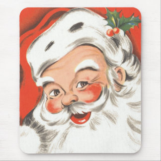 Vintage Christmas, Jolly Santa Claus with Smile Mouse Pad