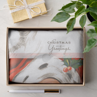 Vintage Christmas, Jolly Santa Claus with Smile Tissue Paper