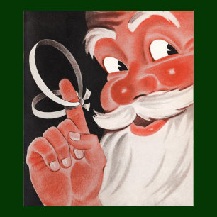 Vintage Christmas, Jolly Santa Claus with String Poster