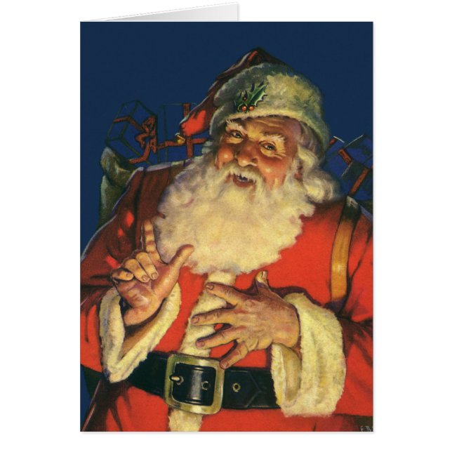 Vintage Christmas, Jolly Santa Claus with Toys (Front)