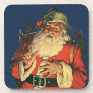 Vintage Christmas, Jolly Santa Claus with Toys Coaster