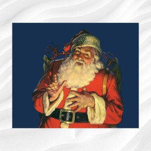 Vintage Christmas, Jolly Santa Claus with Toys Poster
