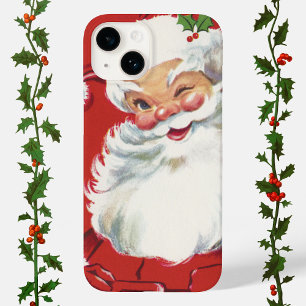 Vintage Christmas, Jolly Winking Santa Claus iPhone 15 Plus Case