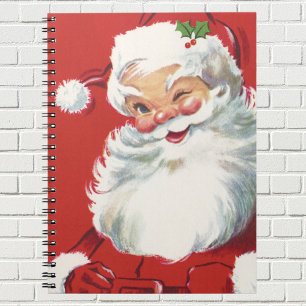 Vintage Christmas, Jolly Winking Santa Claus Notebook