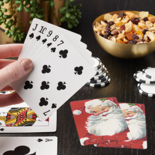 Vintage Christmas, Jolly Winking Santa Claus Playing Cards