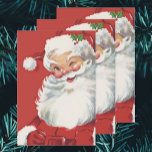 Vintage Christmas, Jolly Winking Santa Claus Wrapping Paper Sheet<br><div class="desc">Vintage illustration Christmas holiday design featuring a happy,  jolly Santa Claus wearing a hat and winking as if he has a secret. Ho,  ho,  ho,  Merry Christmas!</div>