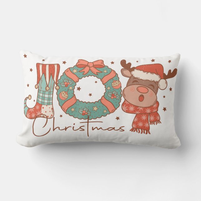 Vintage Christmas Joy Lumbar Cushion (Front)