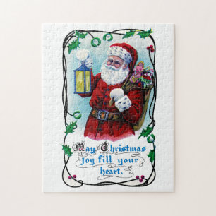 Vintage Christmas Joy Santa Claus Jigsaw Puzzle