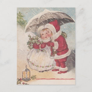 Vintage Christmas Kiss Holiday Postcard
