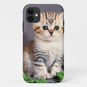 Vintage Christmas Kitten and Holly Case-Mate iPhone Case
