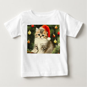 Vintage Christmas Kitten Baby T-Shirt