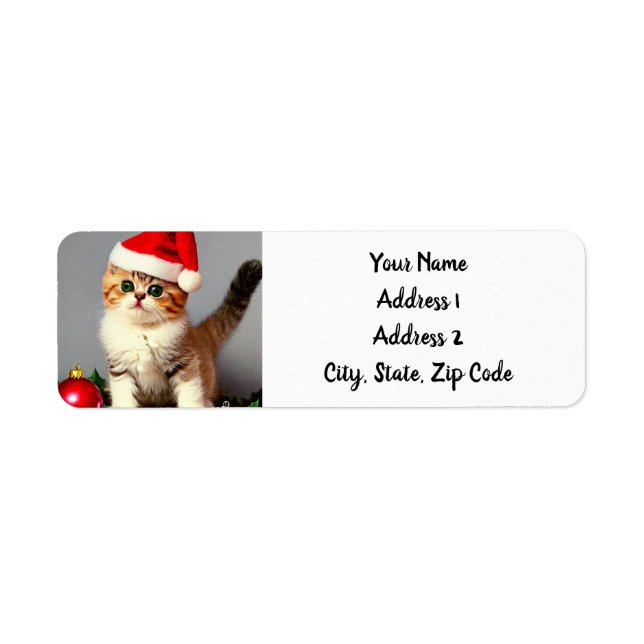 Vintage Christmas Kitten in Santa Hat (Front)