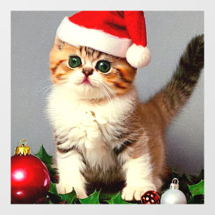Vintage Christmas Kitten in Santa Hat