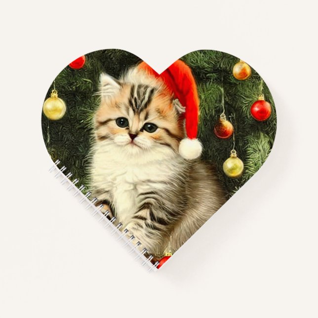 Vintage Christmas Kitten Notebook (Front)