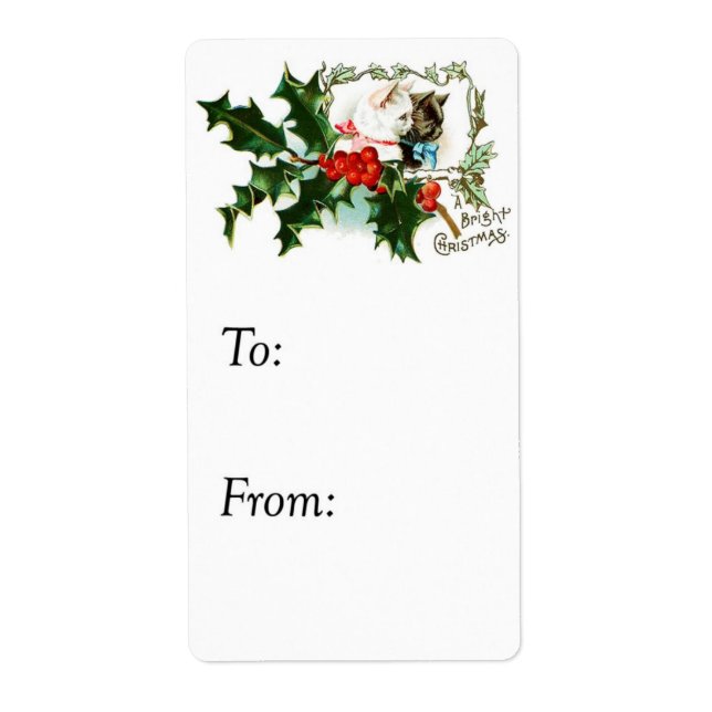 Vintage Christmas Kittens Gift Tag (Front)