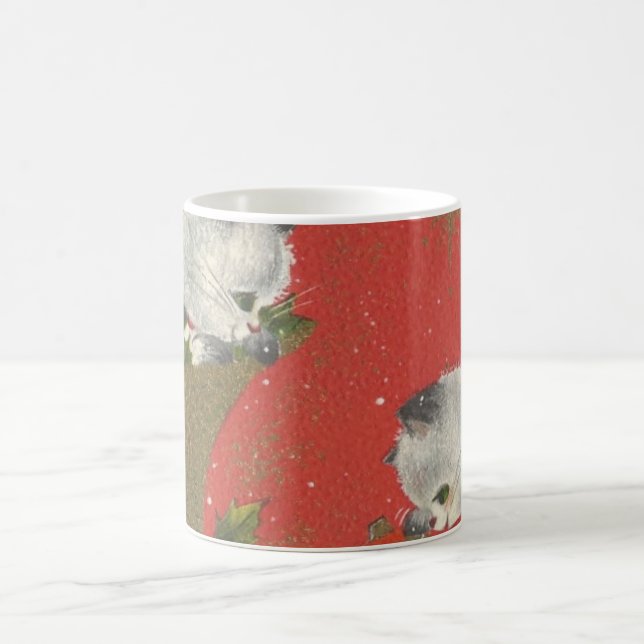 Vintage Christmas Kittens Mug (Center)