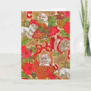 Vintage Christmas Kitties Holiday Card