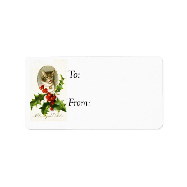 Vintage Christmas Kitty Gift Tag (Front)