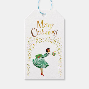 Vintage Christmas Lady Candle Merry Christmas Gift Tags