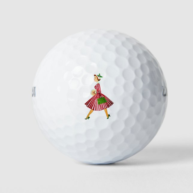 vintage christmas lady golf balls (Front)