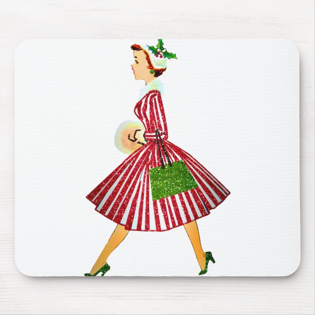 vintage christmas lady mouse pad (Front)