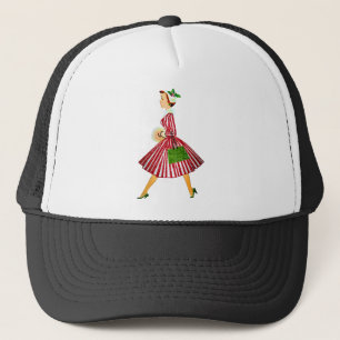 vintage christmas lady trucker hat
