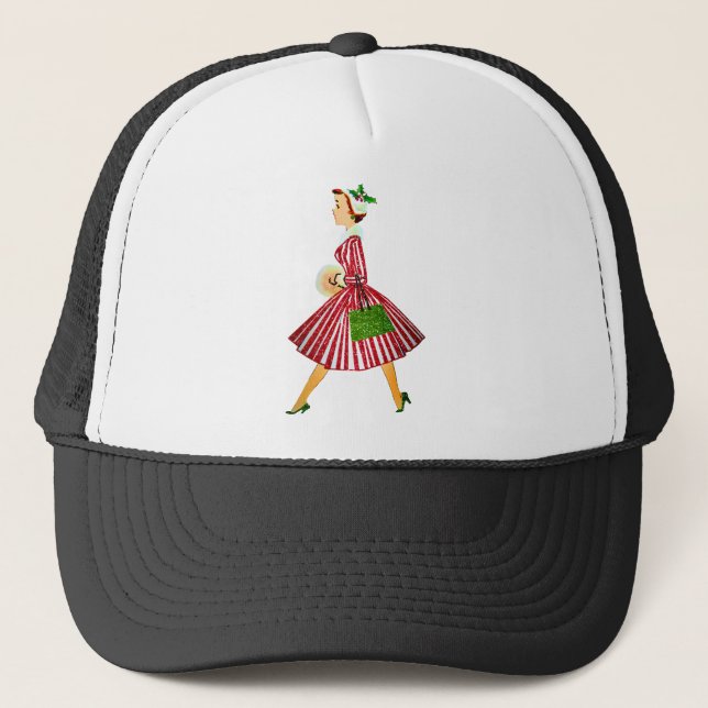 vintage christmas lady trucker hat (Front)
