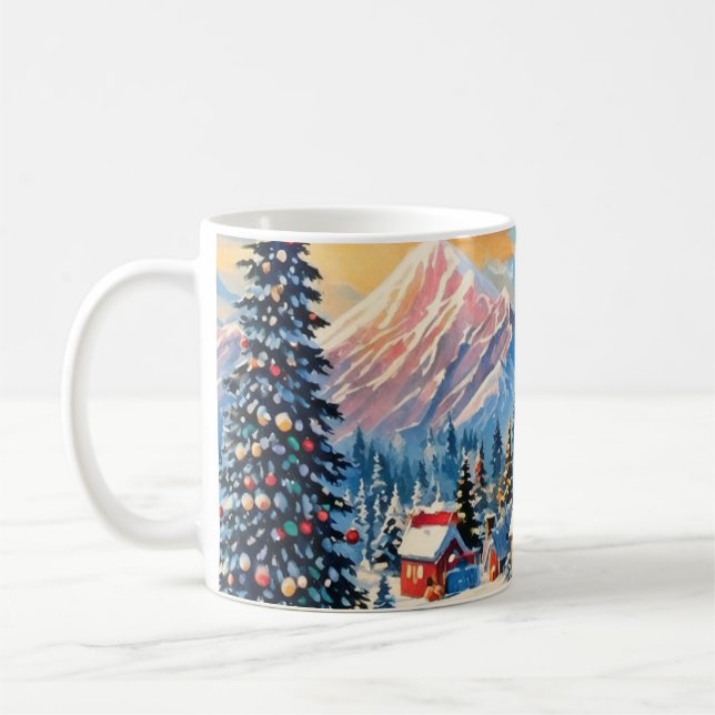 vintage christmas landscape mug  (Left)