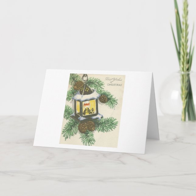 Vintage Christmas Lantern Card (Front)