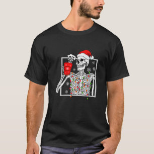Vintage Christmas Light Skeleton Coffee Hot Chocol T-Shirt