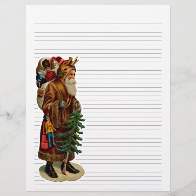 Vintage Christmas Lined Letterhead Stationery (Front)