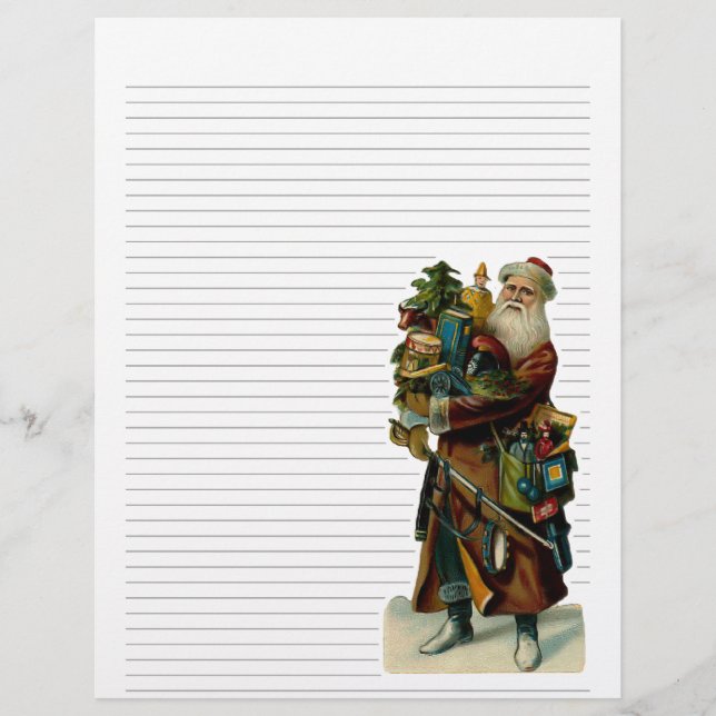 Vintage Christmas Lined Letterhead Stationery (Front)