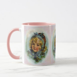 Vintage Christmas Little Girl In Snow Mug