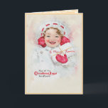 Vintage Christmas Little Girl Package Watercolor Card<br><div class="desc">Vintage little girl holding a Christmas package on a personalised Christmas card. Make it your own with this wonderful watercolor painting.</div>