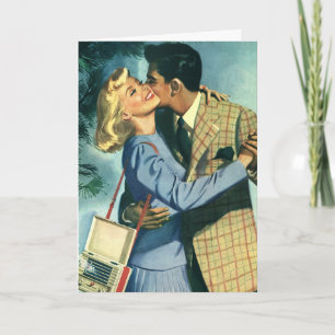 Vintage Christmas, Love and Romance Dancers Holiday Card