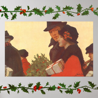 Vintage Christmas, Love and Romance Gift Shopping Poster