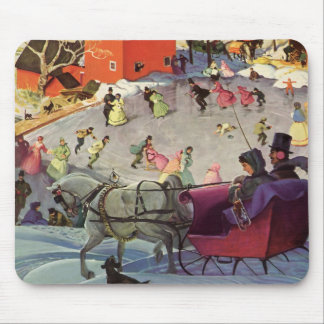 Vintage Christmas, Love and Romance Sleigh Mouse Pad