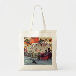 Vintage Christmas, Love and Romance Sleigh Tote Bag