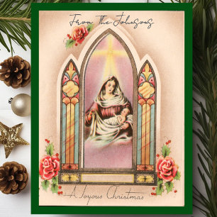 Vintage Christmas Madonna Custom Name Holiday Postcard