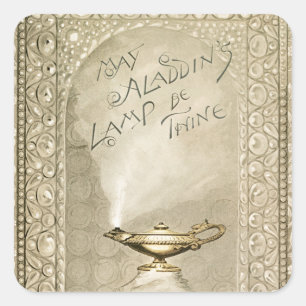 Vintage Christmas Magic Lamp Aladdin Fantasy Square Sticker